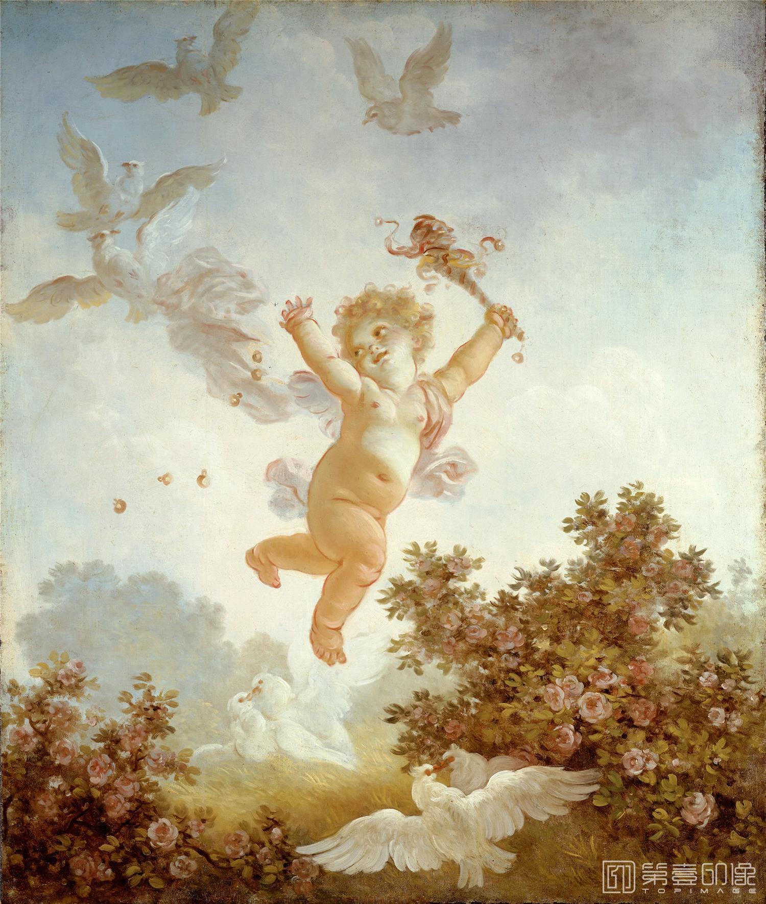 油画-美国弗里克美术馆藏画-Jean-Honoré Fragonard - The Progress of Love Love the Jester, 1790-1791-130